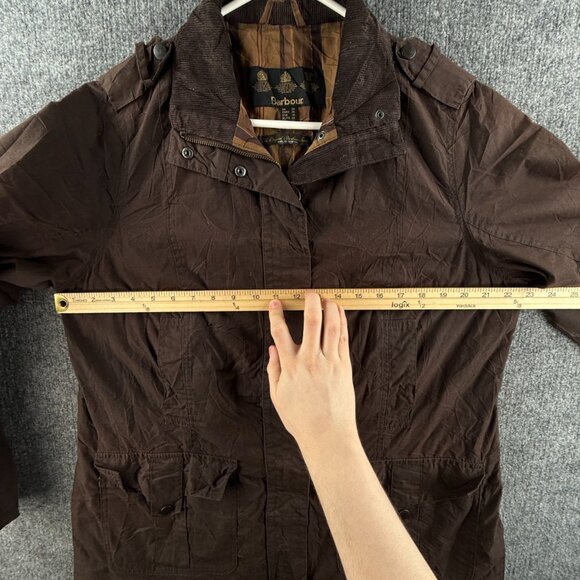 Barbour Flyweight Urban Jacket Tartan Lined Waxed Brown Women Full Zip Size 16 - Picture 7 of 16